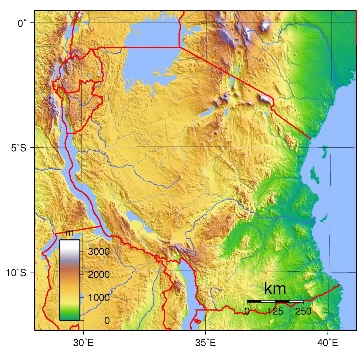 tanzani topografike hartë