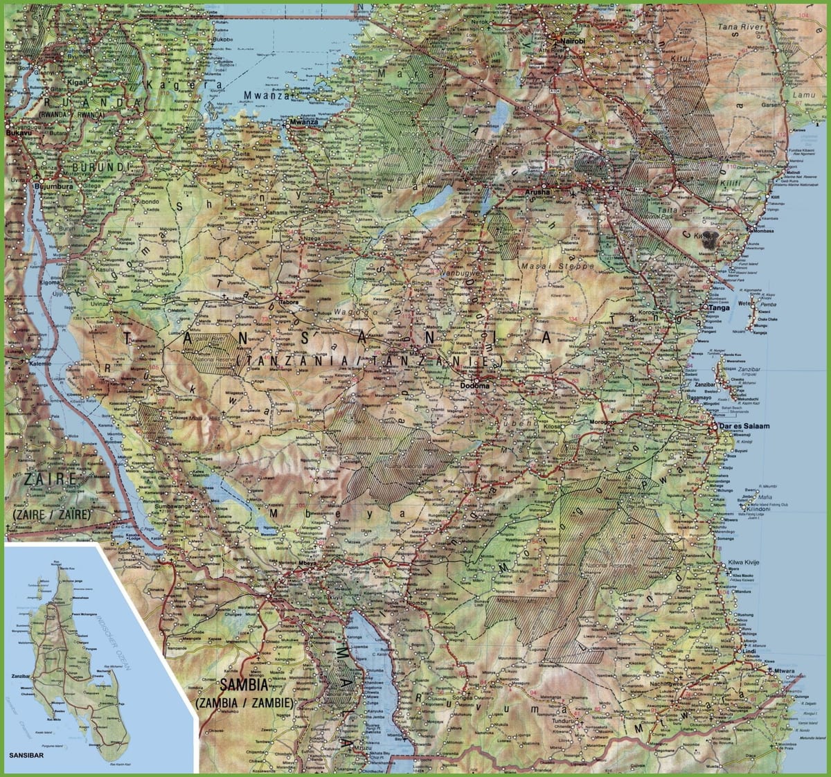 Harta e detajuar tanzani