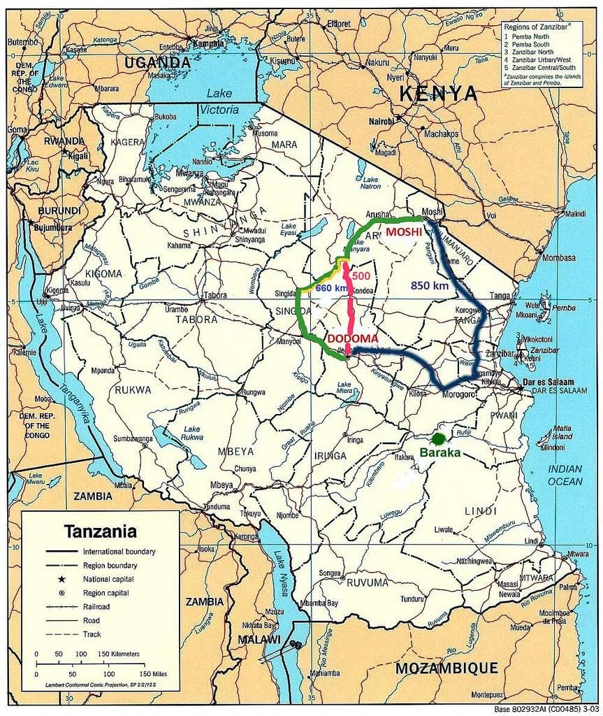 tanzani rrjetit rrugor hartë