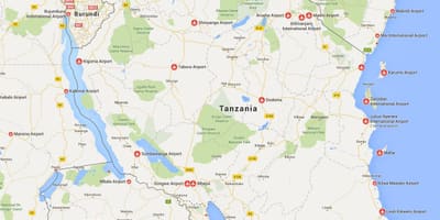 Harta e tanzani aeroporte 